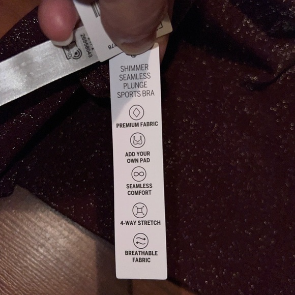 VS Pink Seamless Shimmer Plunge Sports Bra Wild Rose Shine Large longline - Picture 9 of 11